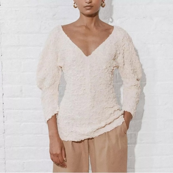 Mara Hoffman Popcorn Cream V-Neck Women's Top